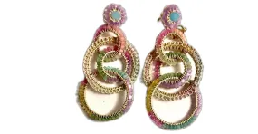 Autre Marque Pendientes de ganchillo en oro de 18k y cristales multicolores, por Tricia Milaneze Dorado 