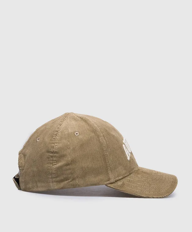 AUTRY Beige corduroy cap with logo embroidery