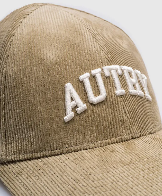 AUTRY Beige corduroy cap with logo embroidery