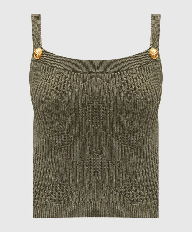 Balmain Green top in a geometric pattern