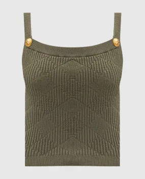 Balmain Green top in a geometric pattern