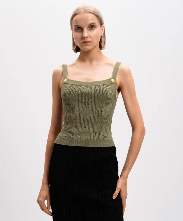 Balmain Green top in a geometric pattern