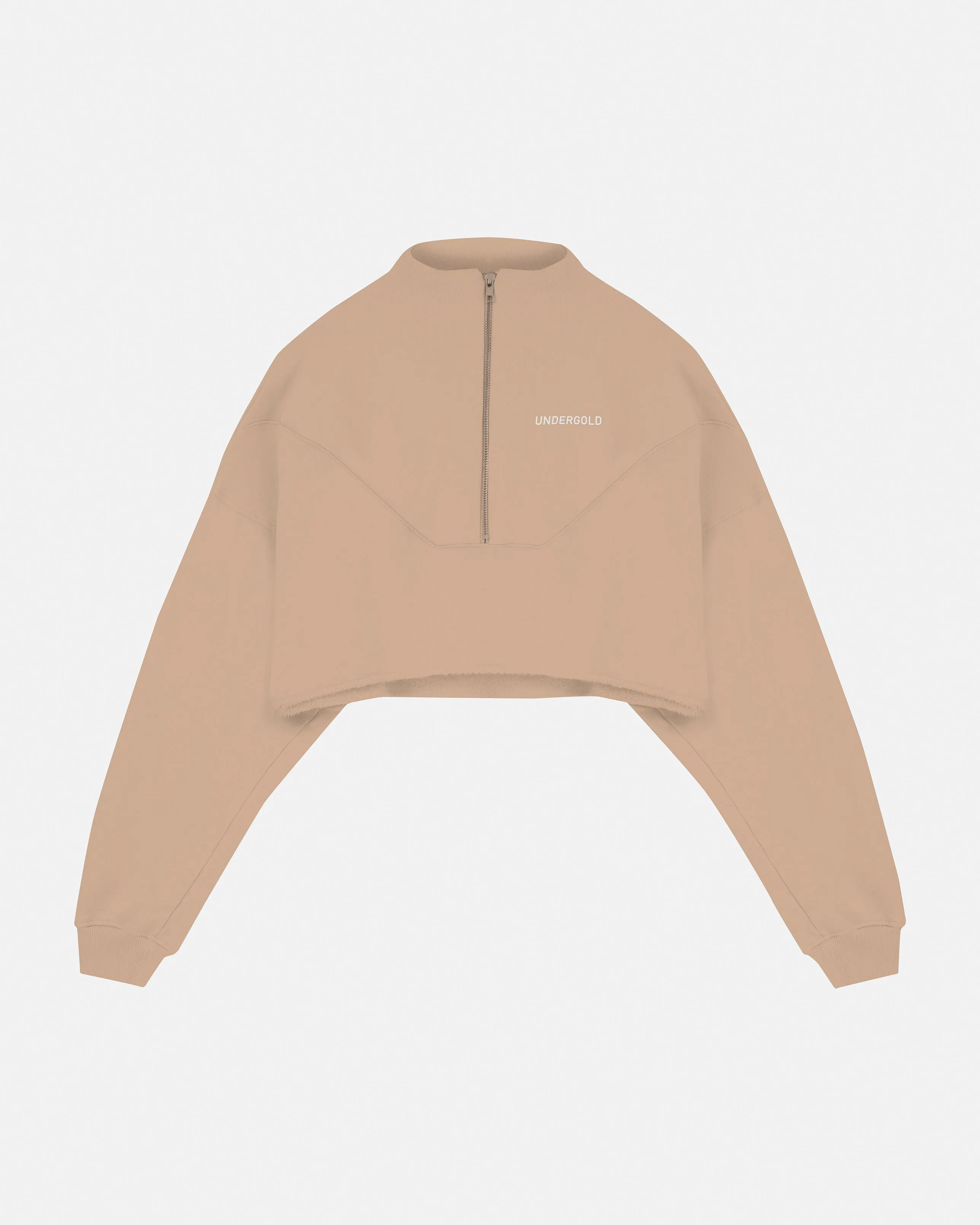 Basics Cropped Zip Up Crewneck Brown