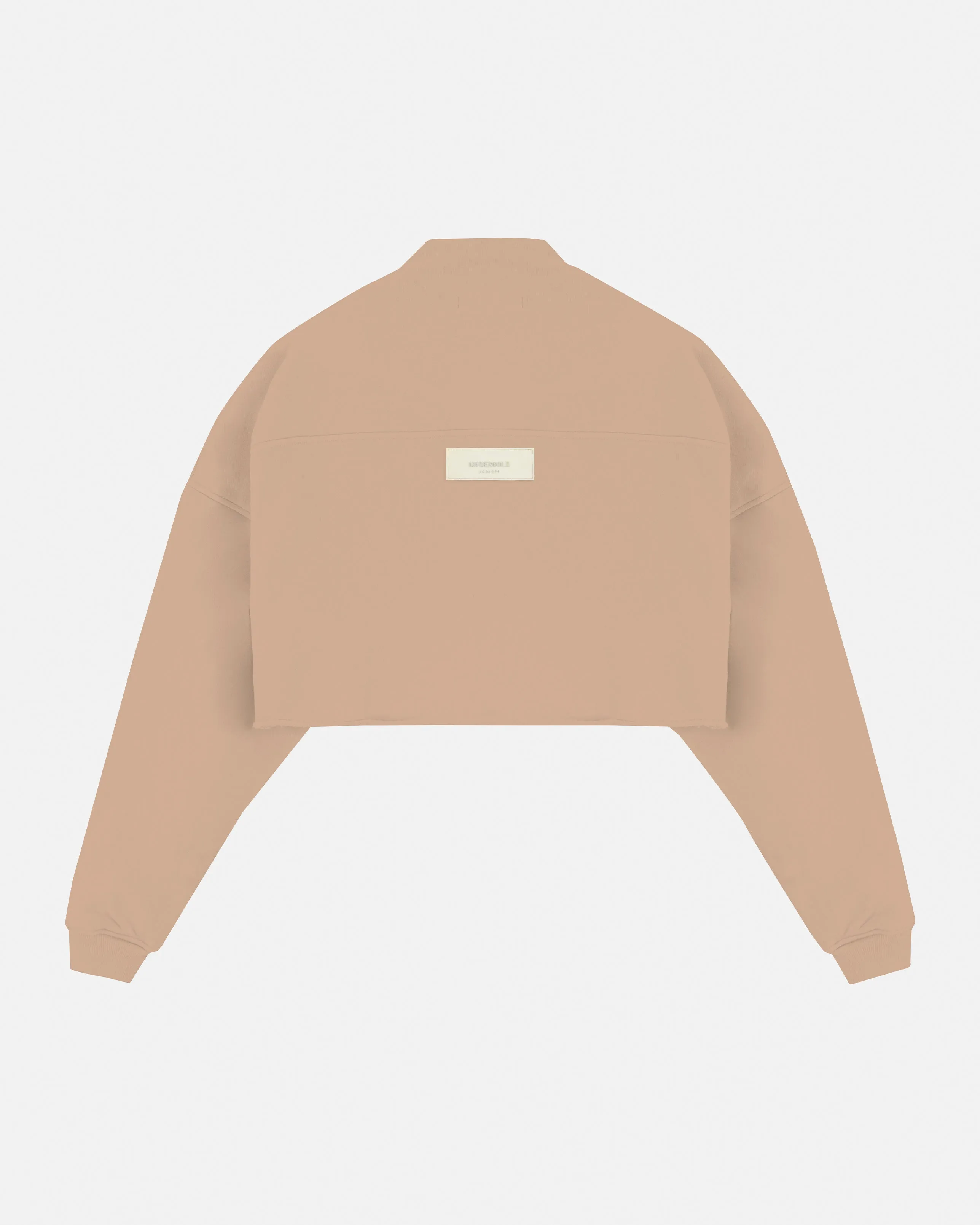 Basics Cropped Zip Up Crewneck Brown