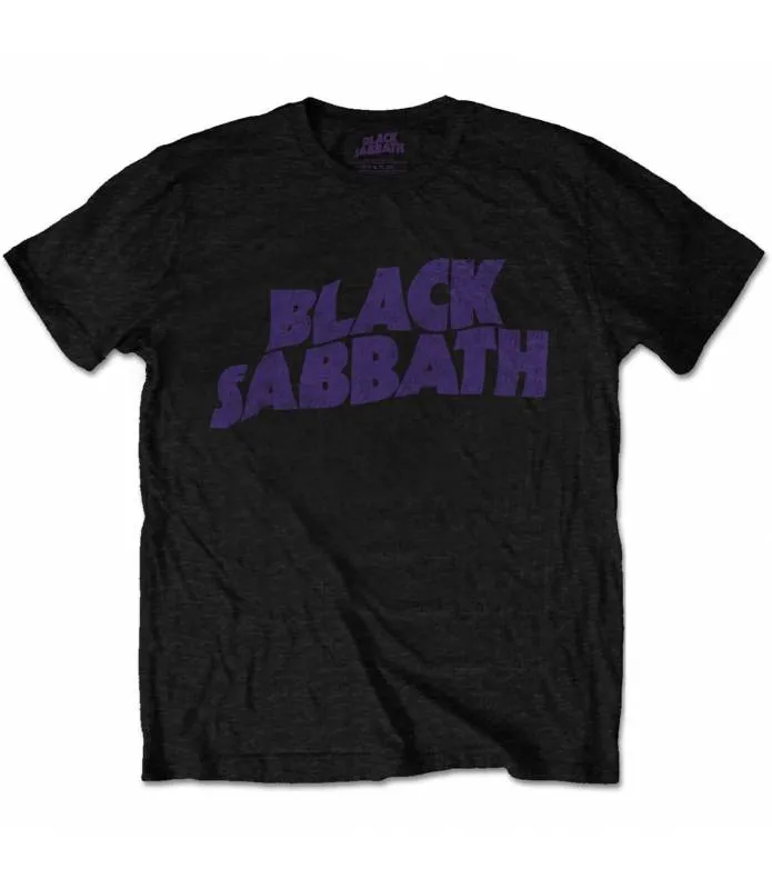 Black Sabbath Unisex T-Shirt: Wavy Logo Vintage Camiseta Licencia oficial Rockoff BSTS04MB