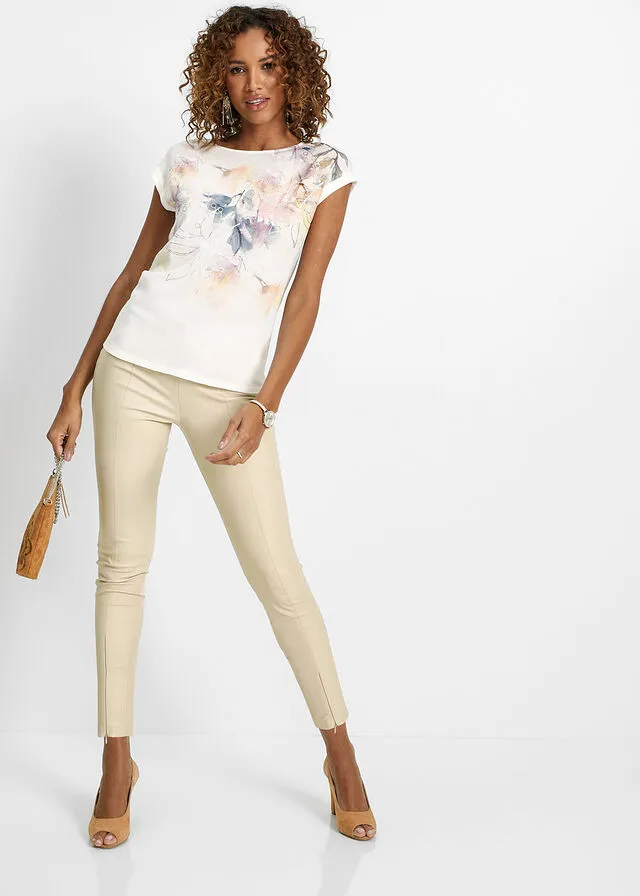 Blusa con estampado de flores Blanco lana estampado