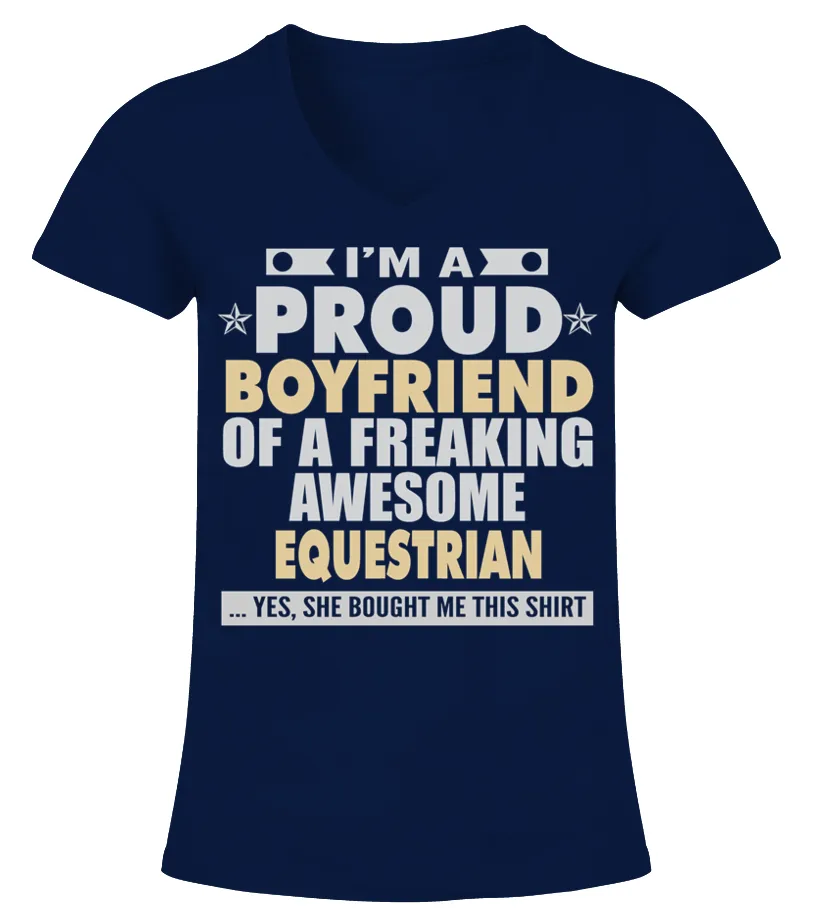 BOYFRIEND OF AWESOME EQUESTRIAN T SHIRTS Camiseta cuello pico Mujer