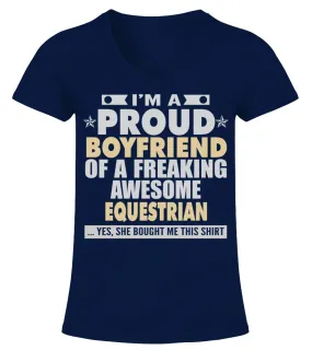 BOYFRIEND OF AWESOME EQUESTRIAN T SHIRTS Camiseta cuello pico Mujer