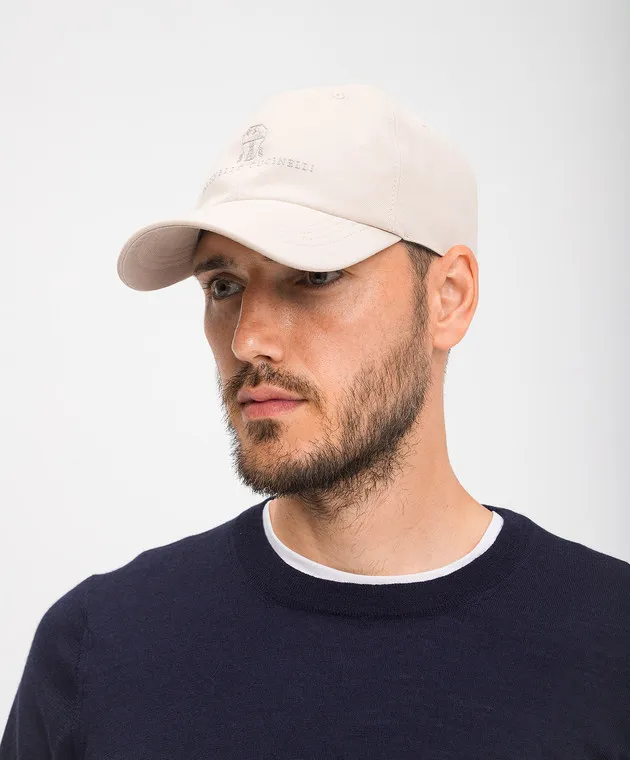 Brunello Cucinelli Beige cap with logo embroidery