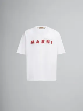 Camiseta blanca de algodón orgánico con logotipo Marni efecto arrugado