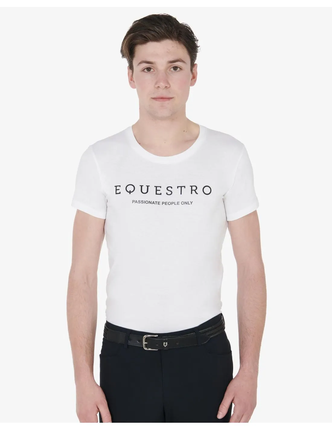 Camiseta Blanca Hombre Slim Fit con Texto en contraste Equestro