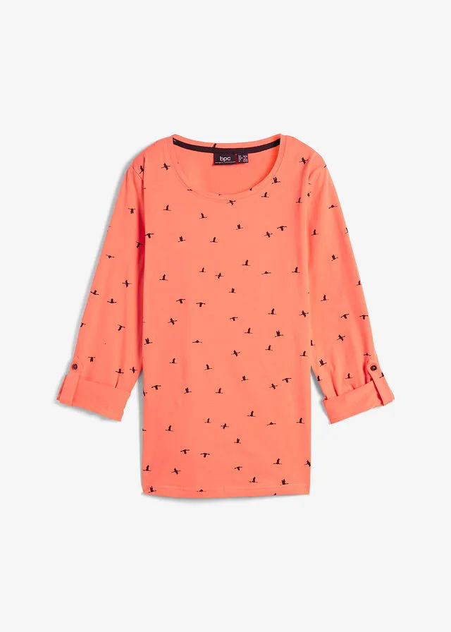 Camiseta de manga larga con estampado Naranja estampado