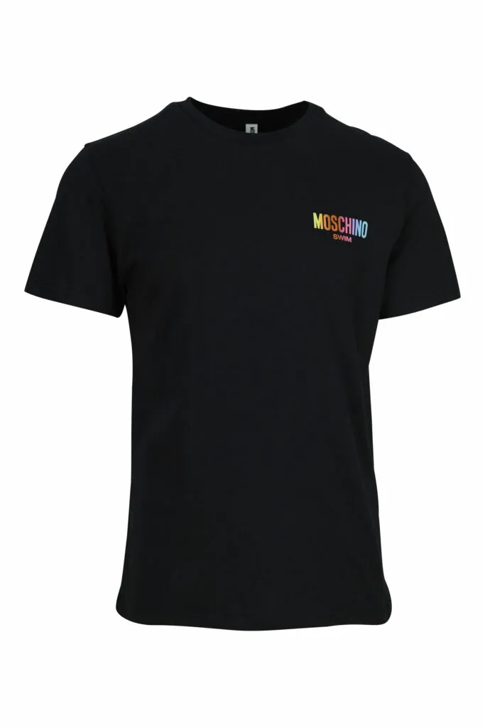 Camiseta negra con minilogo multicolor