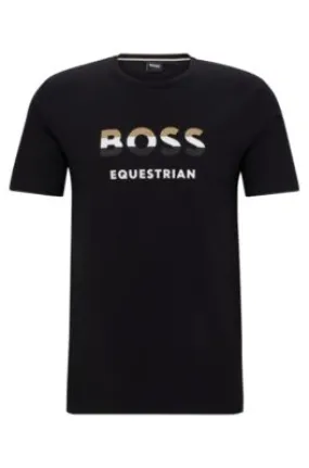 Camiseta para equitación de manga corta en algodón elástico con logo