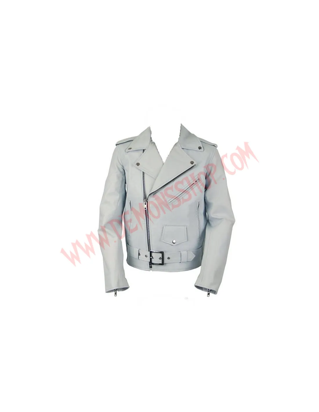 Chaqueta Clasica de Cuero Blanca