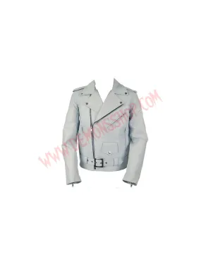 Chaqueta Clasica de Cuero Blanca