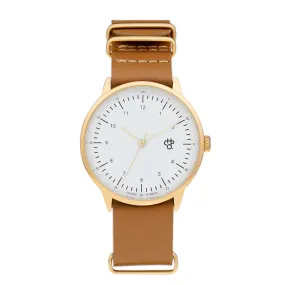 chpo brand reloj harold gold brown white