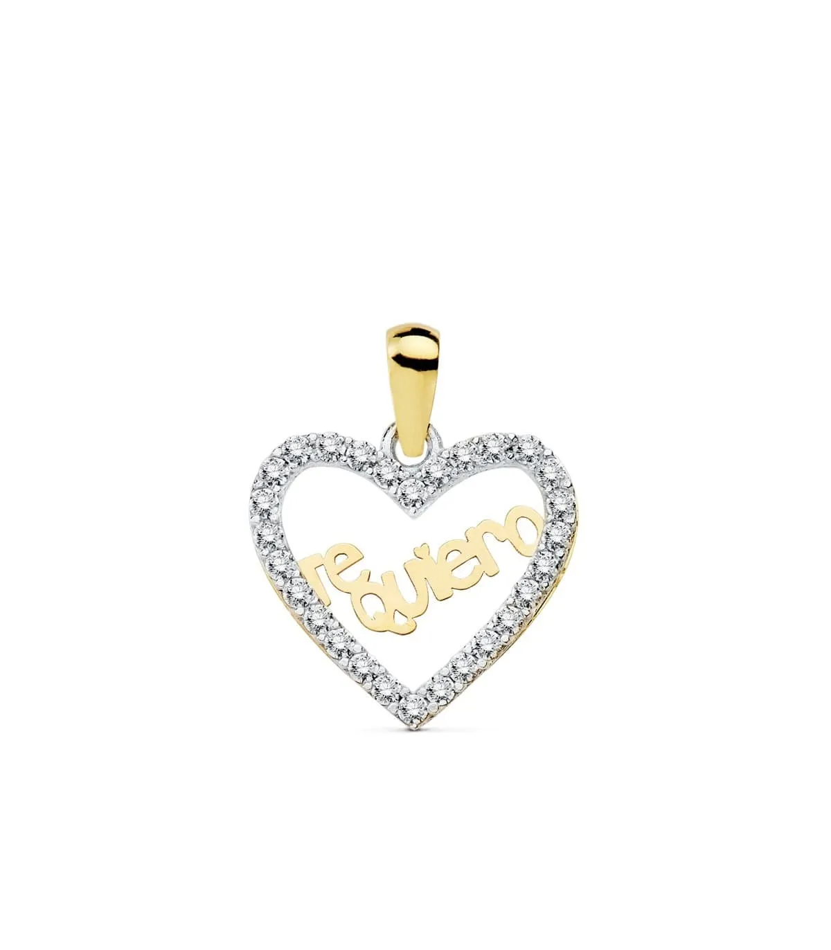 Colgante Love "Te quiero" Oro Bicolor 18K Circonitas