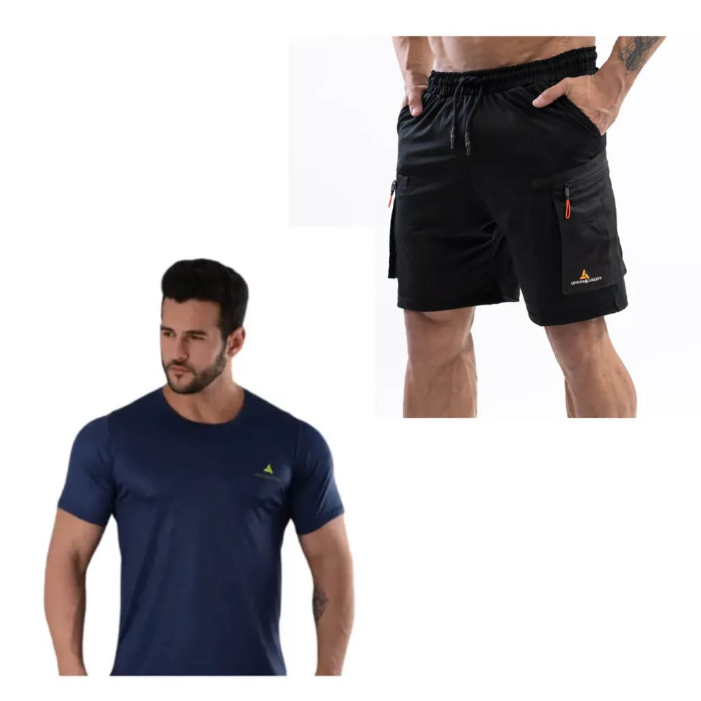 Conjunto! Short Cargo Hombre + Remera Deportiva Hombre az