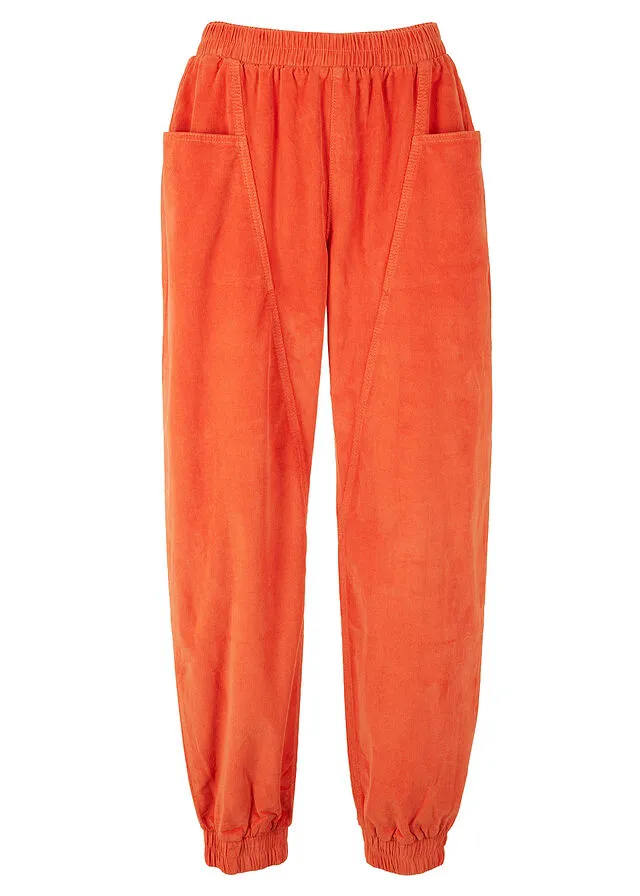 Cómodo pantalón de pana con amplios bolsillos y cintura cómoda Naranja cobrizo