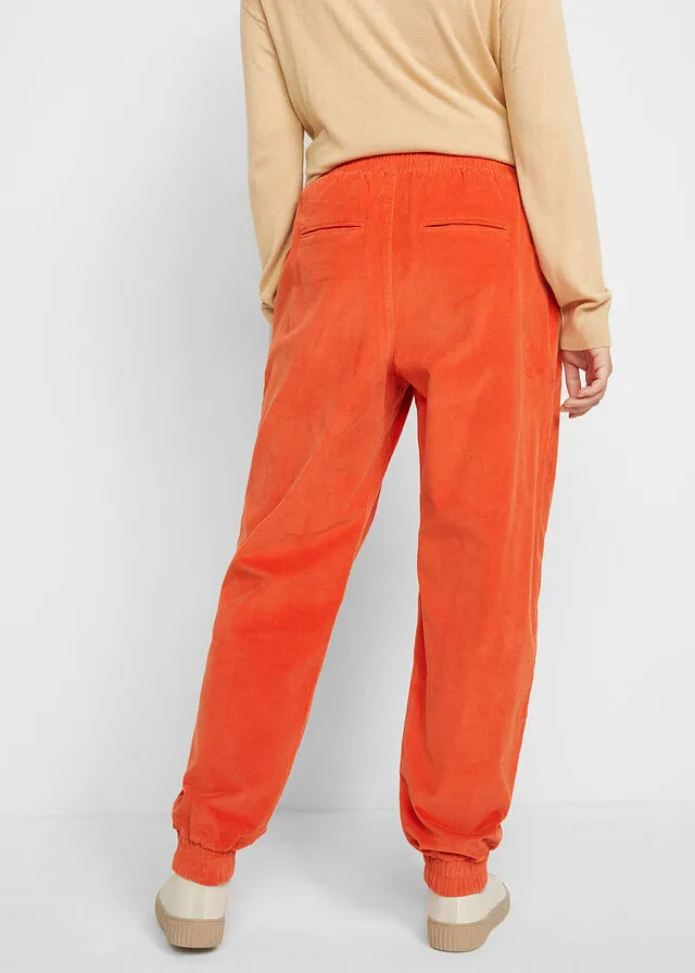 Cómodo pantalón de pana con amplios bolsillos y cintura cómoda Naranja cobrizo