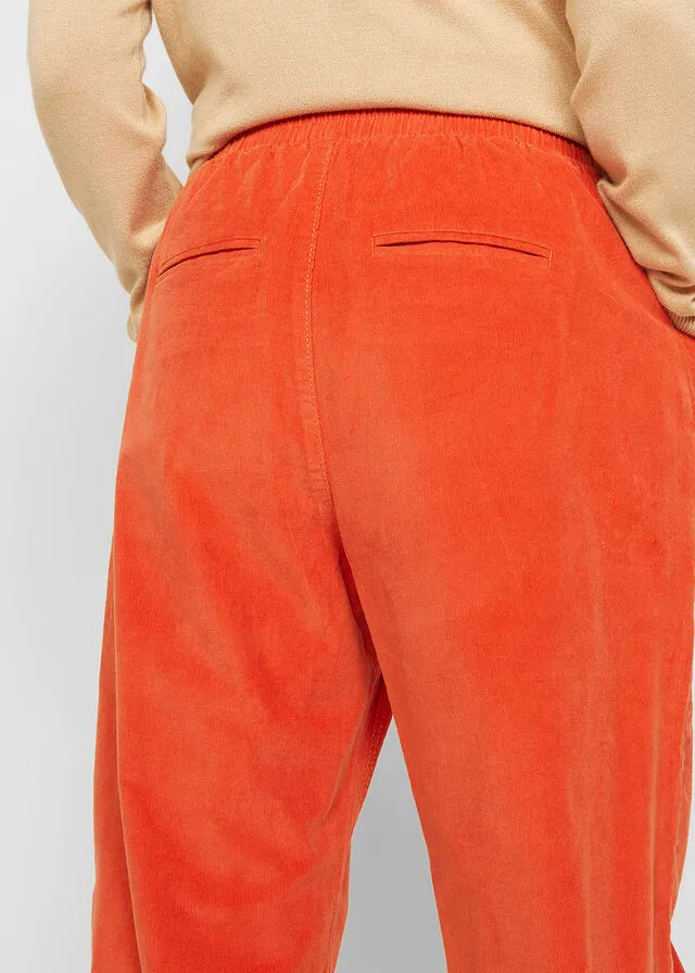 Cómodo pantalón de pana con amplios bolsillos y cintura cómoda Naranja cobrizo