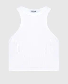 Dondup White ribbed top with logo