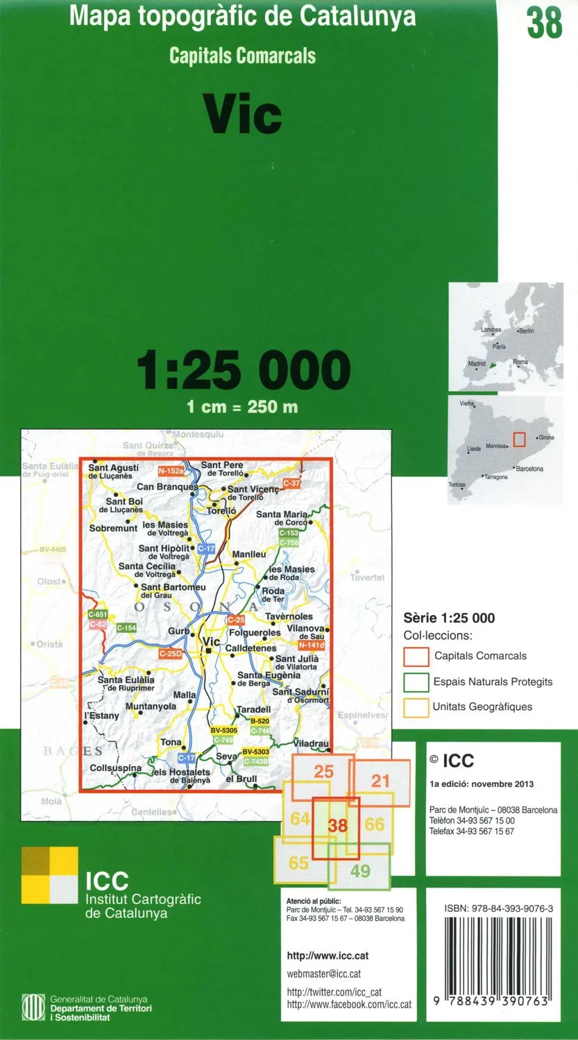 ed. icc (catalunya) Mapa Vic 1:25000