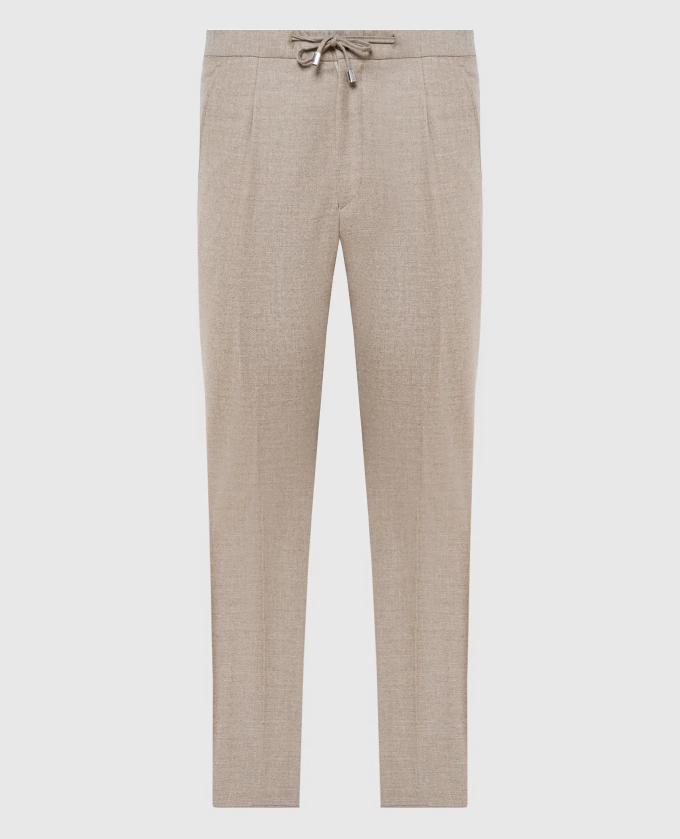 Enrico Mandelli Beige pants made of wool and cashmere with snaps