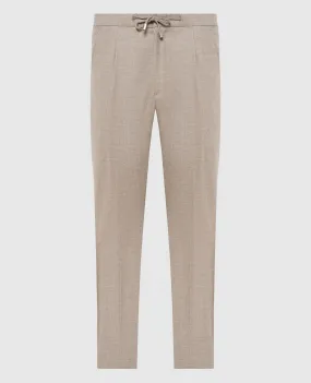 Enrico Mandelli Beige pants made of wool and cashmere with snaps