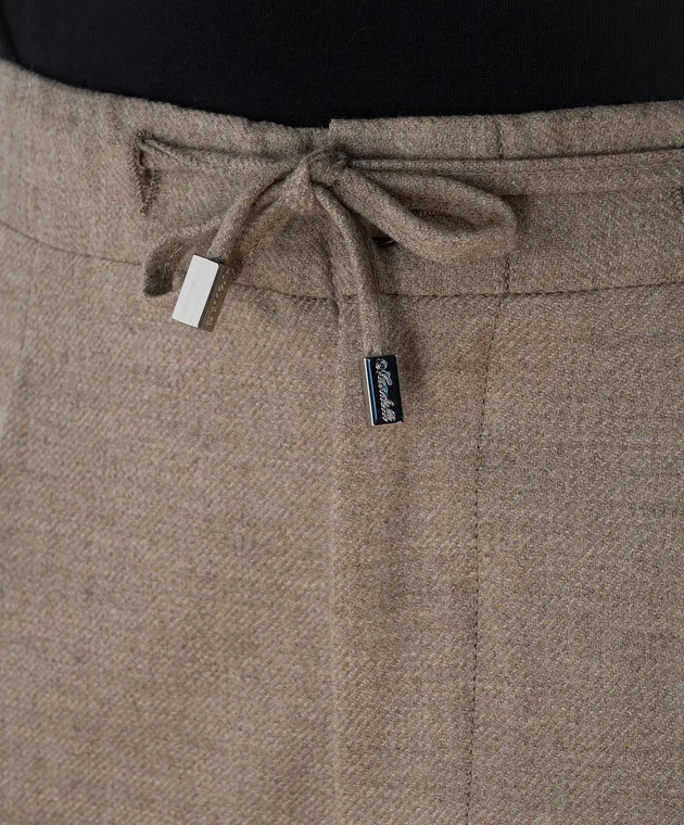 Enrico Mandelli Beige pants made of wool and cashmere with snaps