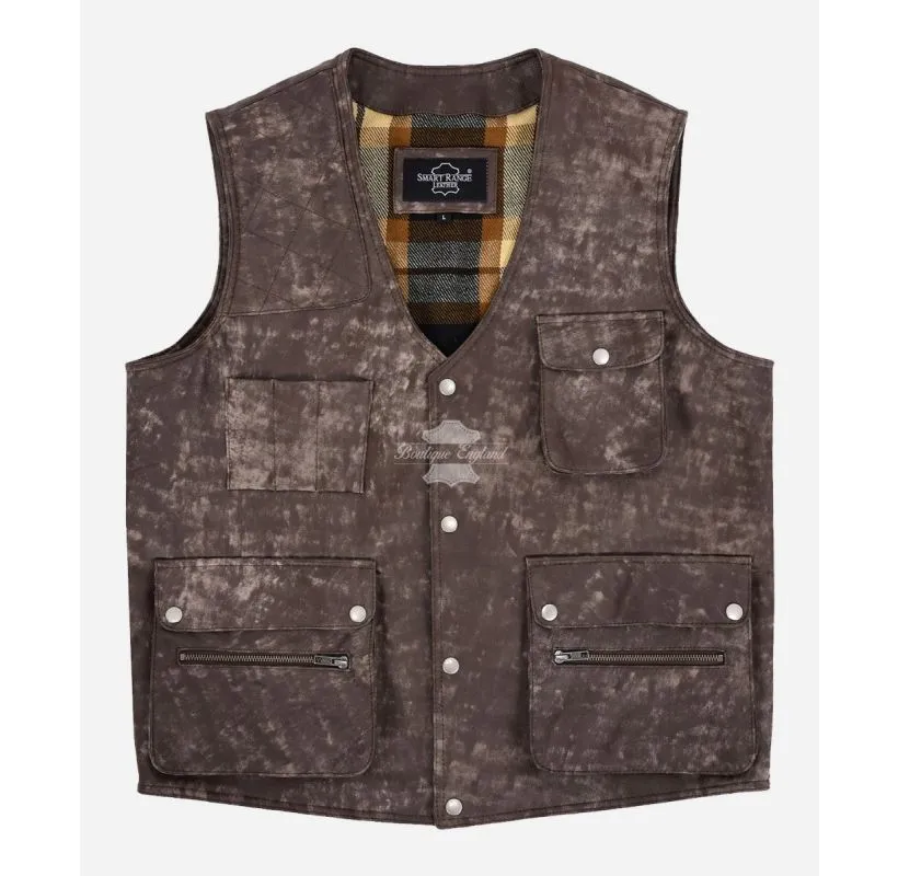 FISHERMAN WAISTCOAT ANTIQUE BROWN HUNTERS MULTIPOCKET SHOOTER VEST