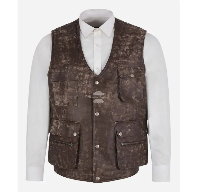 FISHERMAN WAISTCOAT ANTIQUE BROWN HUNTERS MULTIPOCKET SHOOTER VEST