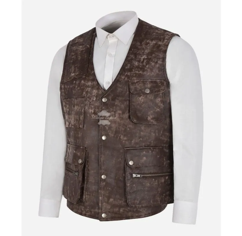 FISHERMAN WAISTCOAT ANTIQUE BROWN HUNTERS MULTIPOCKET SHOOTER VEST