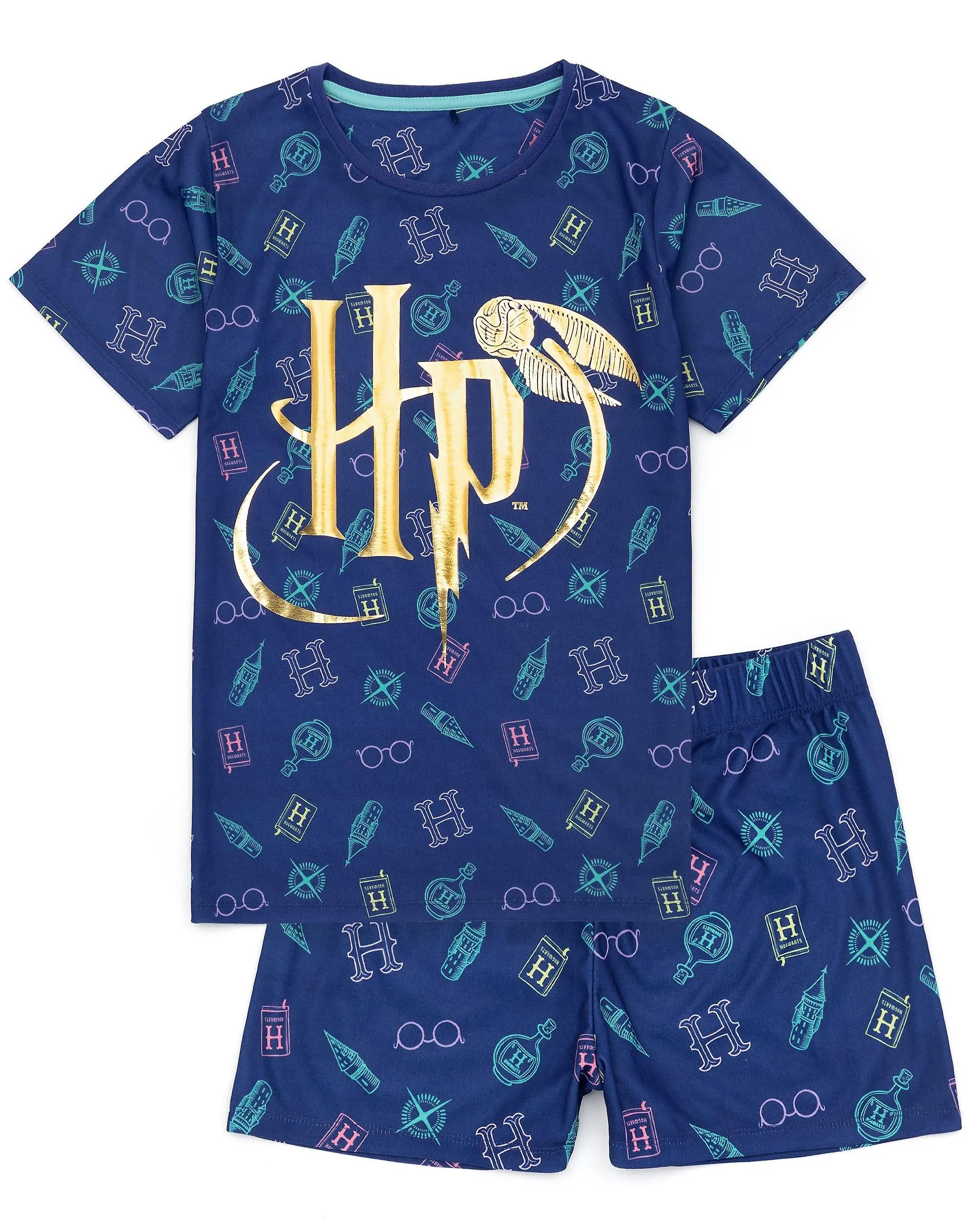 Harry Potter Girls Manga Corta Pierna Corta Pijama Set Azul