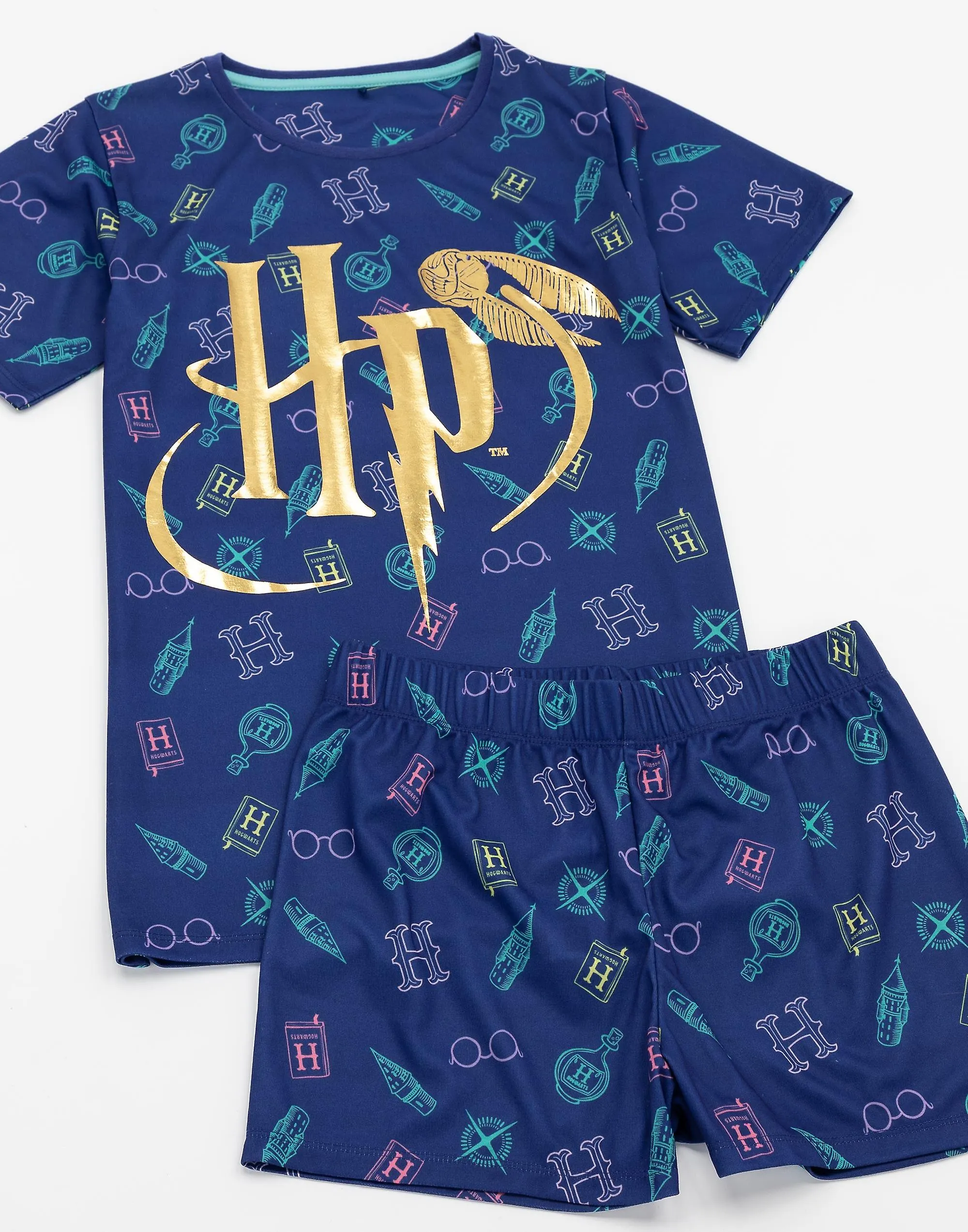 Harry Potter Girls Manga Corta Pierna Corta Pijama Set Azul