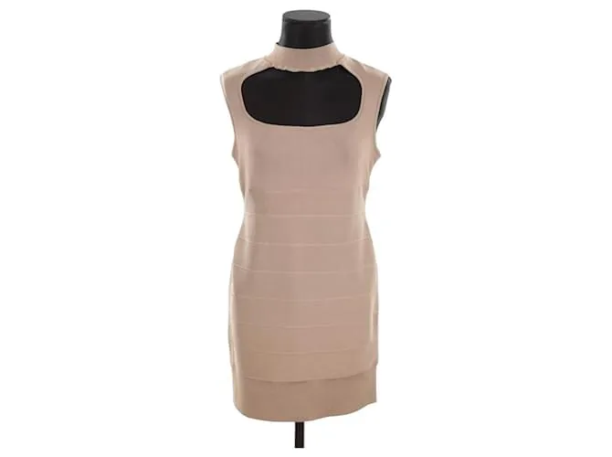 Herve Leger Vestido beige 