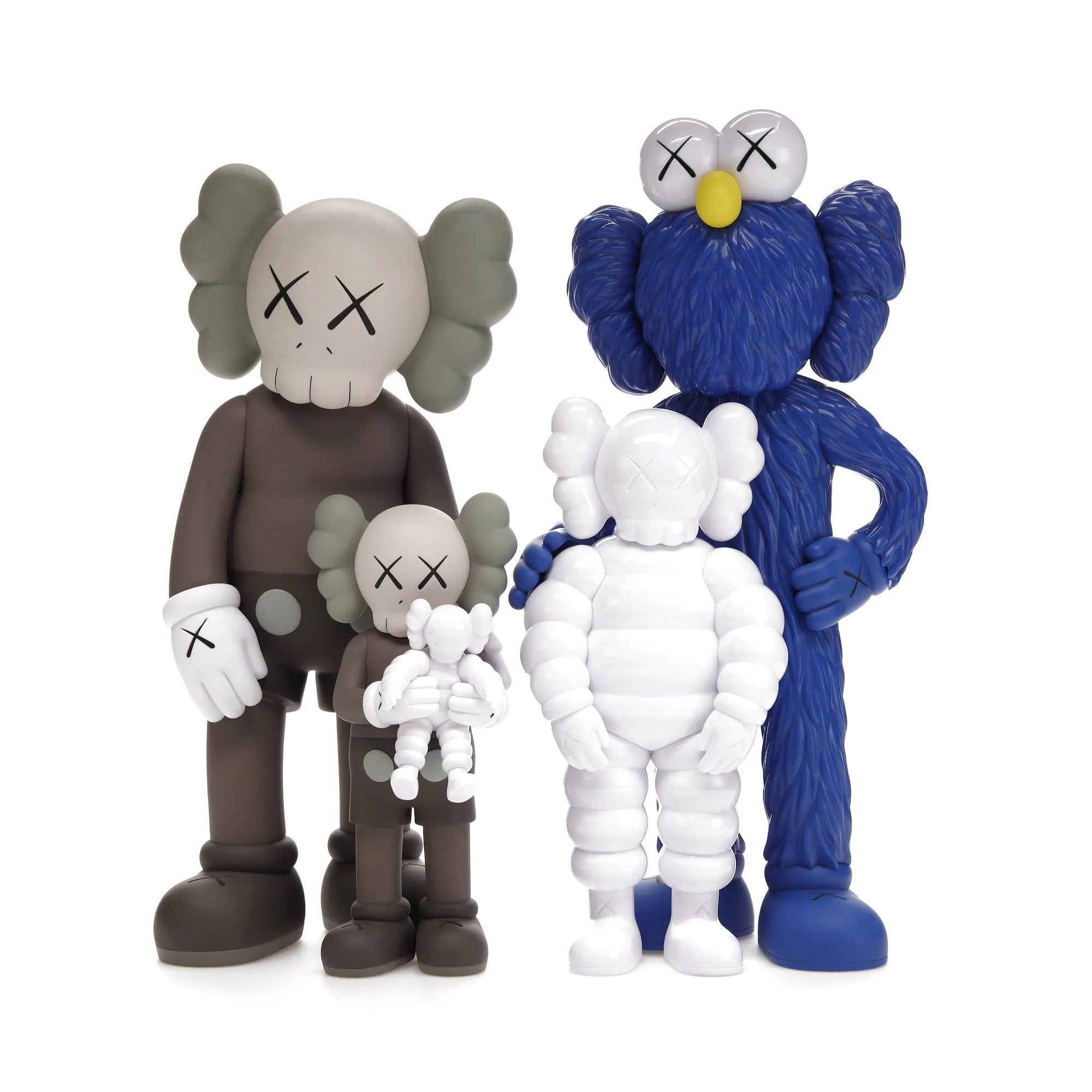 KAWS Family Vinyl Figures Brown/Blue/White