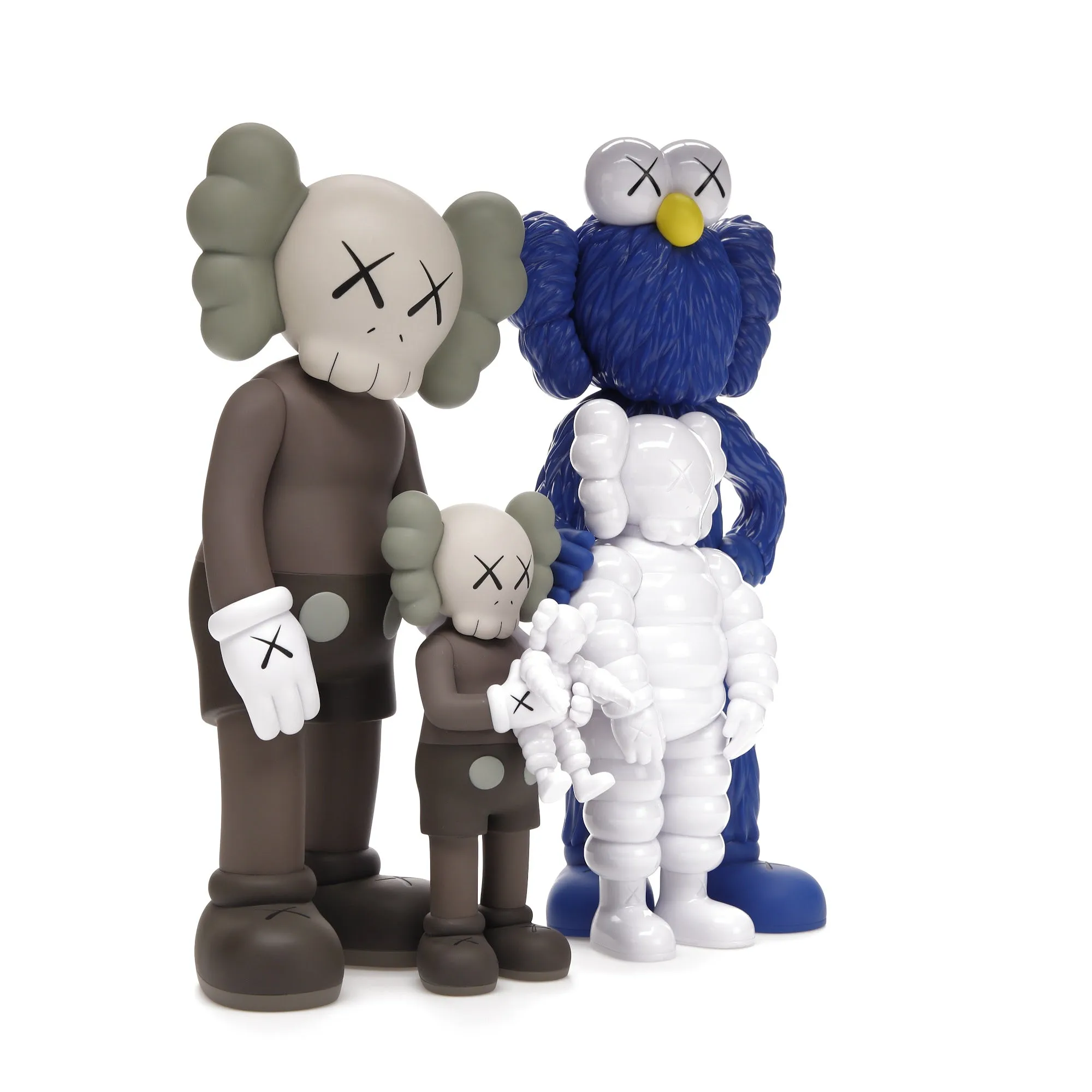 KAWS Family Vinyl Figures Brown/Blue/White