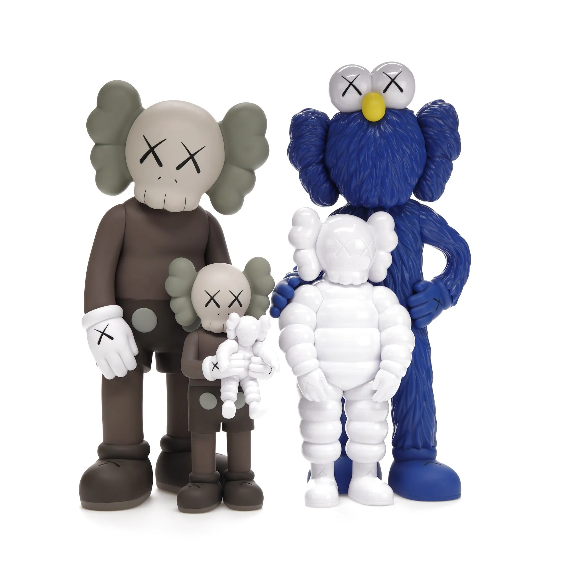 KAWS Family Vinyl Figures Brown/Blue/White