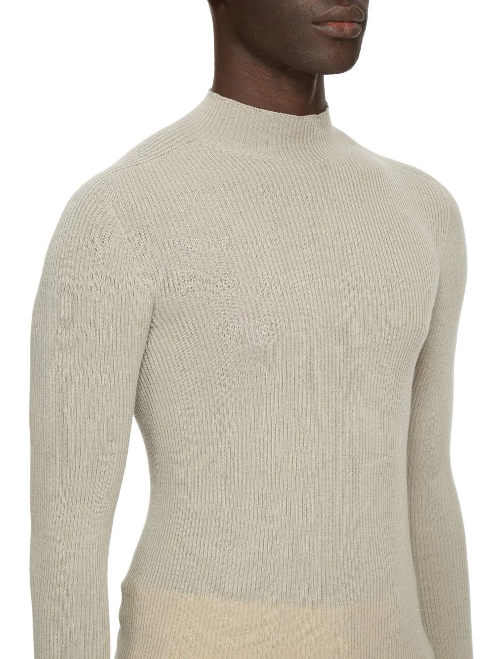 Knit Sweater Ribbed Geo Pearl