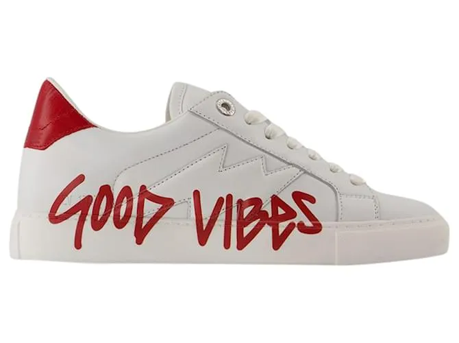 Las zapatillas Flash Good Vibes - Zadig & Voltaire - Cuero - Blanco 