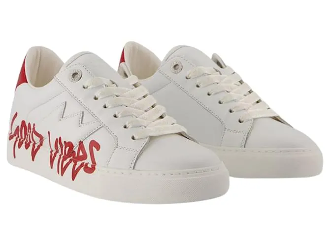 Las zapatillas Flash Good Vibes - Zadig & Voltaire - Cuero - Blanco 