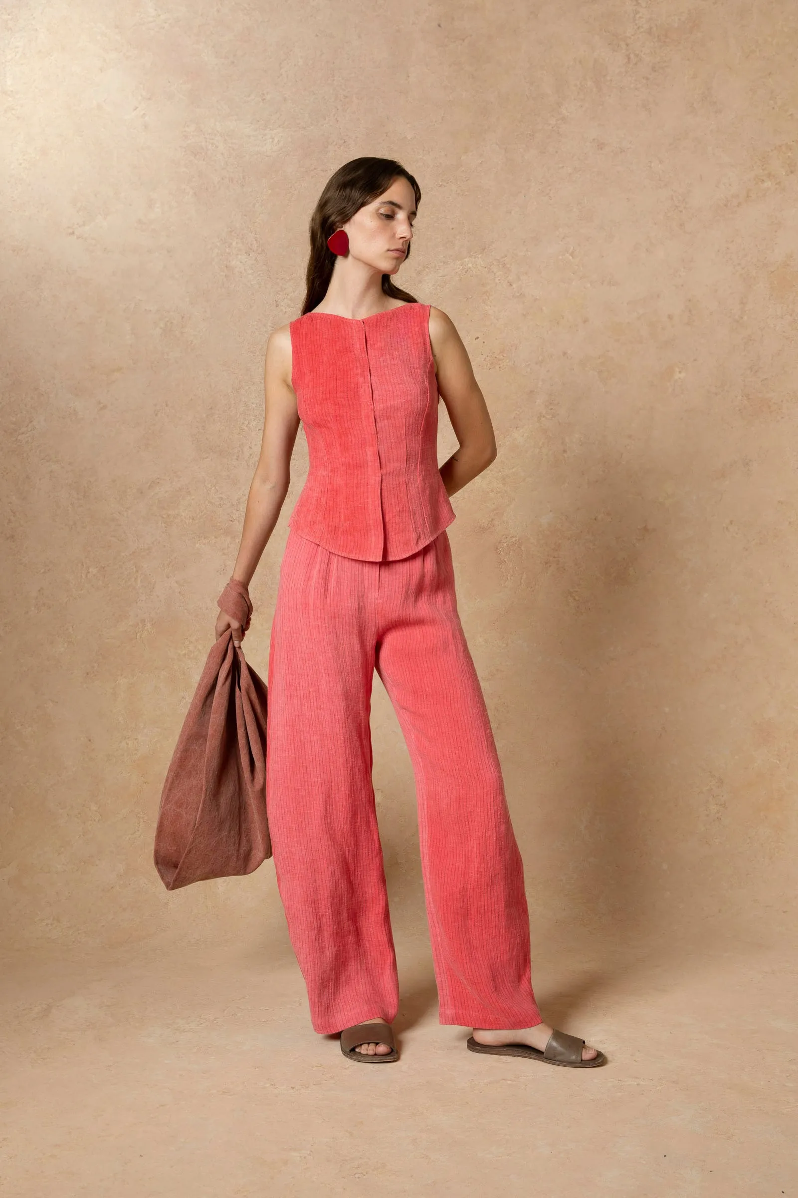 Lupe, striped maltinto linen pants