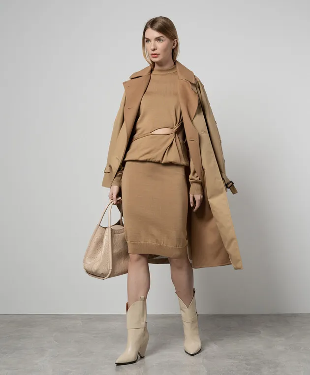 Max Mara Sportmax Luna beige wool skirt