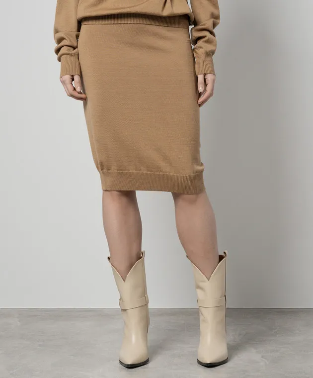 Max Mara Sportmax Luna beige wool skirt