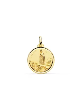 Médaille Vierge de Fatima Oro 18 K 18 mm Biseauté