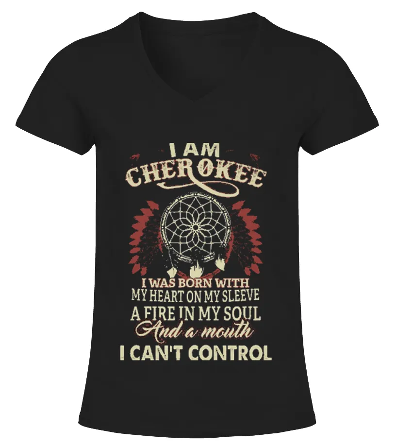 NATIVE AMERICAN I AM CHEROKEE Camiseta cuello pico Mujer