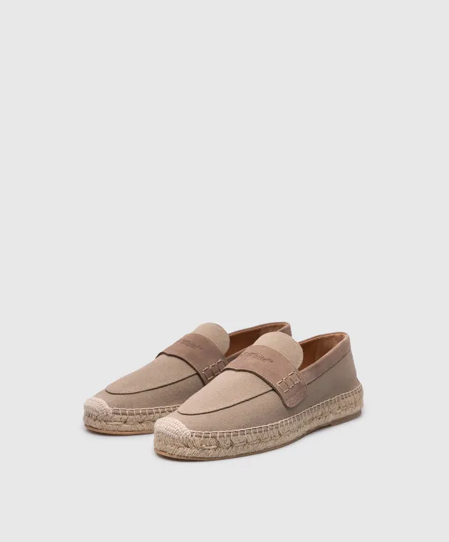 OFFWHITE BIDARETTE ESPADRILLES IN BEIGE WITH EMBOSSED LOGO