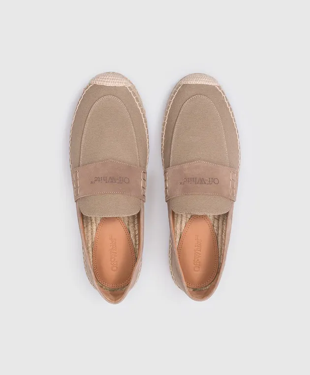 OFFWHITE BIDARETTE ESPADRILLES IN BEIGE WITH EMBOSSED LOGO